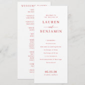 Elegant Pink Wedding Ceremony Program Programmakaart (Voorkant / Achterkant)