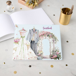 Elegant Pink Wedding Floral Guestbook Gastenboek