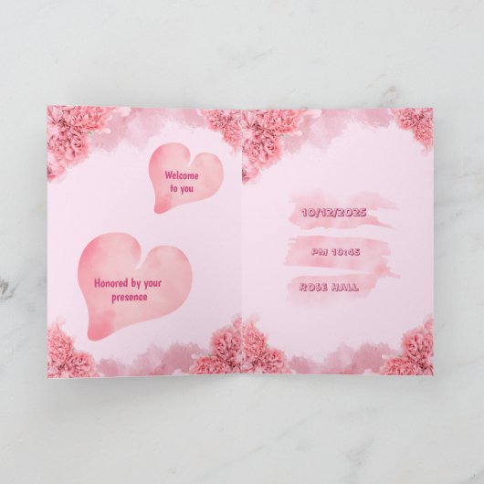 Elegant Pink Wedding invitation (Binnen)