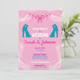 Elegant Pink Wedding Invitation Kaart