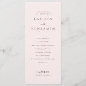 Elegant Pink Wedding Program Programmakaart (Voorkant)