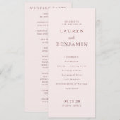 Elegant Pink Wedding Program Programmakaart (Voorkant / Achterkant)