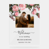 Elegant Pink White 3D Roses Wedding Acryl Bord (Voorkant)