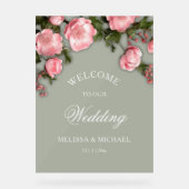 Elegant Pink White 3D Roses Wedding Acryl Bord (Voorkant)