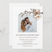 Elegant Pink White 3D Roses Wedding Kaart (Voorkant / Achterkant)