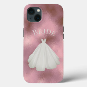 Elegant Pink White Bride Gown Typography Wedding Case-Mate iPhone Case