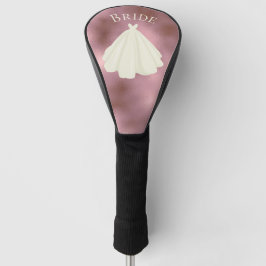 Elegant Pink White Bride Gown Typography Wedding Golfheadcover