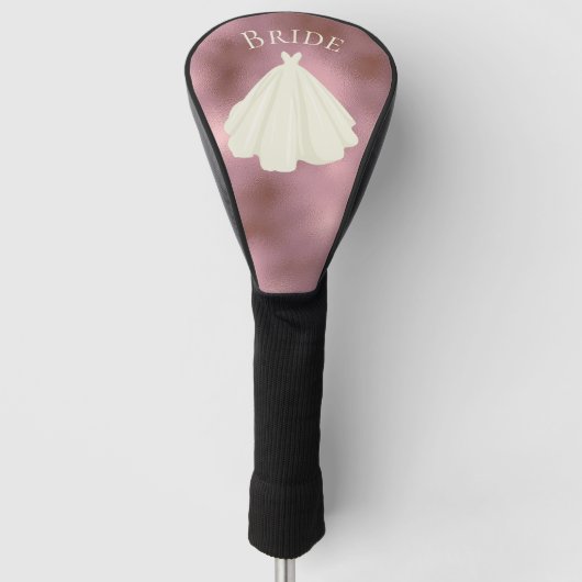 Elegant Pink White Bride Gown Typography Wedding Golfheadcover (Voorkant)