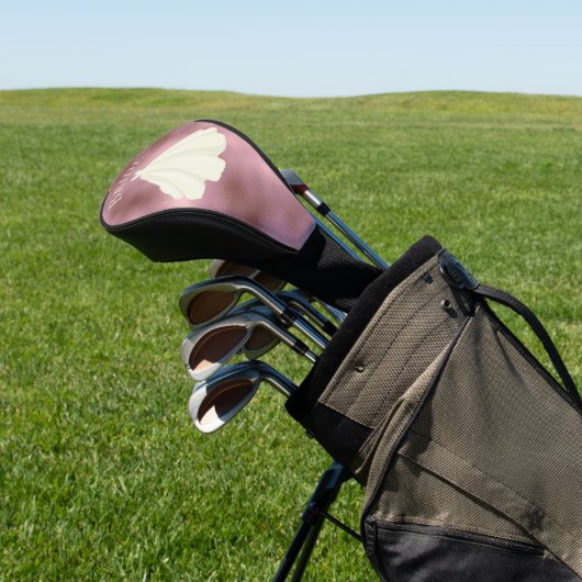 Elegant Pink White Bride Gown Typography Wedding Golfheadcover (Insitu)
