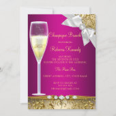 Elegant Pink White Champagne Brunch Invite Kaart (Voorkant)