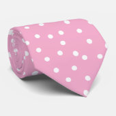 Elegant Pink White Dots Pattern Groom Gift   Stropdas (Opgerold)