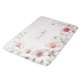 Elegant Pink White Floral Bath Mat (Gekanteld)