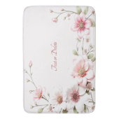 Elegant Pink White Floral Bath Mat (Voorkant Verticaal)