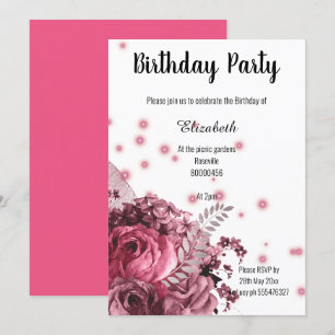 ELEGANT PINK WHITE FLORAL BIRTHDAY 2 KAART