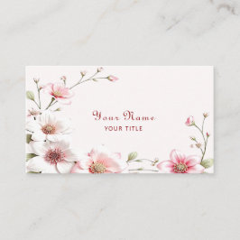 Elegant Pink White Floral Business Card Visitekaartje