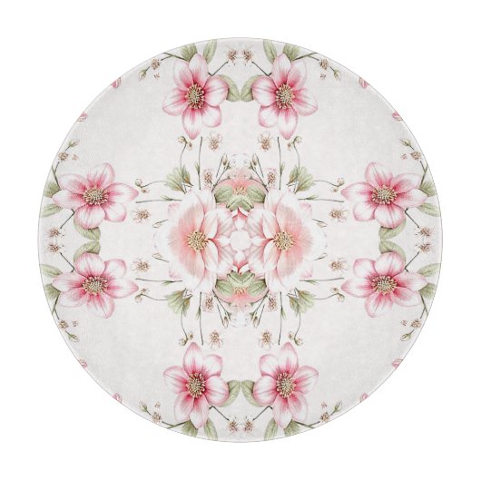 Elegant Pink White Floral Cutting Board Snijplank (Voorkant)