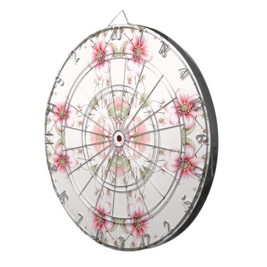 Elegant Pink White Floral Dartboard Dartbord (Voorkant Rechts)