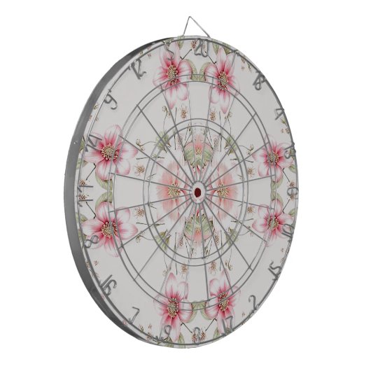 Elegant Pink White Floral Dartboard Dartbord (Voorkant Links)
