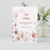 Elegant Pink White Floral Detail Enclosure Card Informatiekaartje (Staand voorkant)