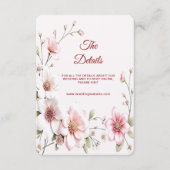 Elegant Pink White Floral Detail Enclosure Card Informatiekaartje (Voorkant)