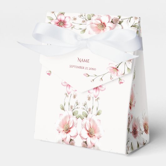 Elegant Pink White Floral Favor Box Bedankdoosjes (Voorkant Zijde)
