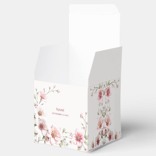 Elegant Pink White Floral Favor Box Bedankdoosjes (Geopend)