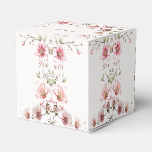 Elegant Pink White Floral Favor Box Bedankdoosjes (Achterkant)