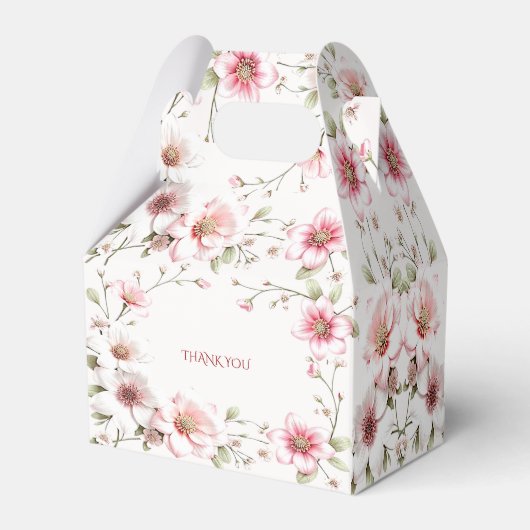 Elegant Pink White Floral Favor Box Bedankdoosjes (Achterkant)
