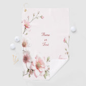 Elegant Pink White Floral Golf Towel Golfhanddoek (Insitu)