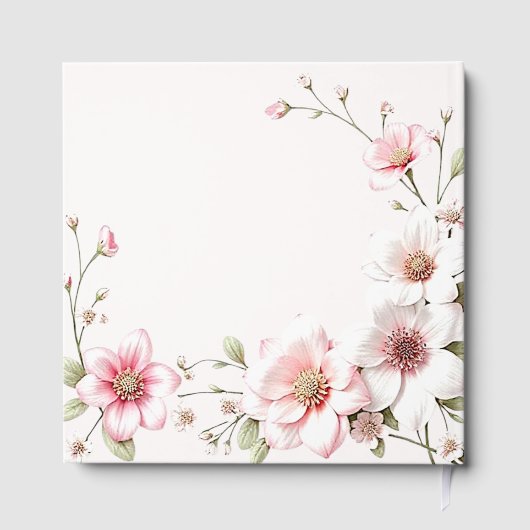 Elegant Pink White Floral Guest Book Gastenboek (Achterkant)