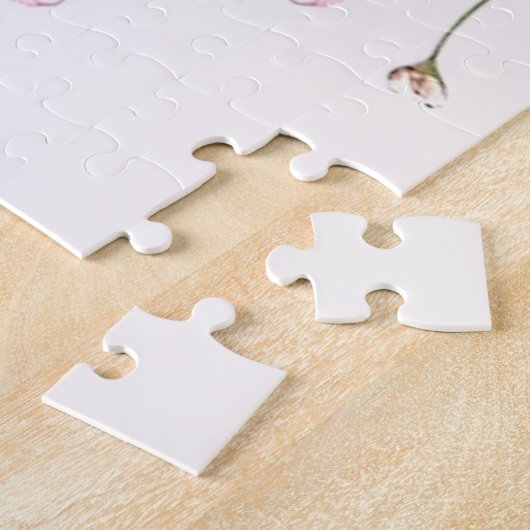 Elegant Pink White Floral Jigsaw Puzzle Legpuzzel (Zijkant)