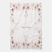 Elegant Pink White Floral Kitchen Towel Theedoek (Verticaal)