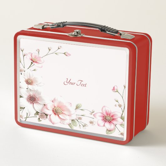 Elegant Pink White Floral Lunchbox (Voorkant)