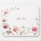 Elegant Pink White Floral Mousepad Muismat (Voorkant)