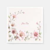 Elegant Pink White Floral Napkins Servet (Voorkant)