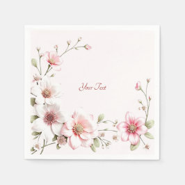 Elegant Pink White Floral Napkins Servet