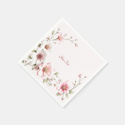 Elegant Pink White Floral Napkins Servet (Hoek)