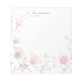 Elegant Pink White Floral Notepad Notitieblok