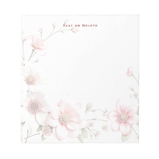 Elegant Pink White Floral Notepad Notitieblok (Voorkant)