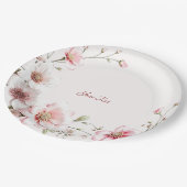 Elegant Pink White Floral Paper Plate Papieren Bordje (Gekanteld)