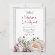 Elegant Pink White Floral Peonies Wedding