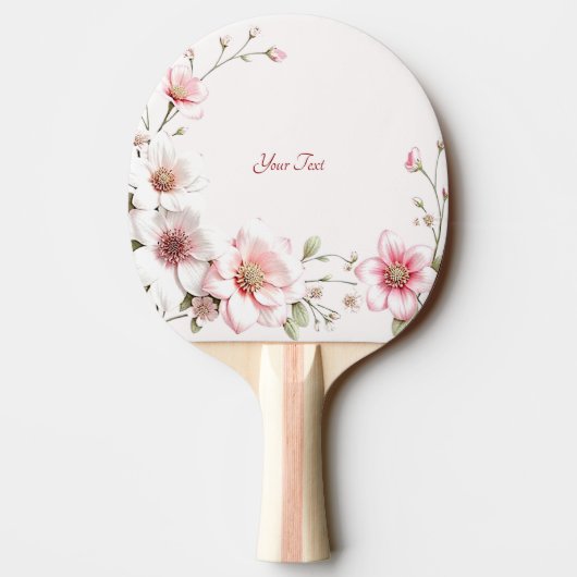 Elegant Pink White Floral Ping Pong Paddle Tafeltennisbatje (Achterkant)