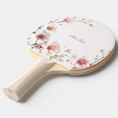 Elegant Pink White Floral Ping Pong Paddle Tafeltennisbatje (Voorkant Gekanteld)