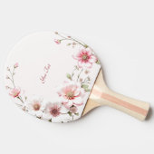 Elegant Pink White Floral Ping Pong Paddle Tafeltennisbatje (Zijkant)