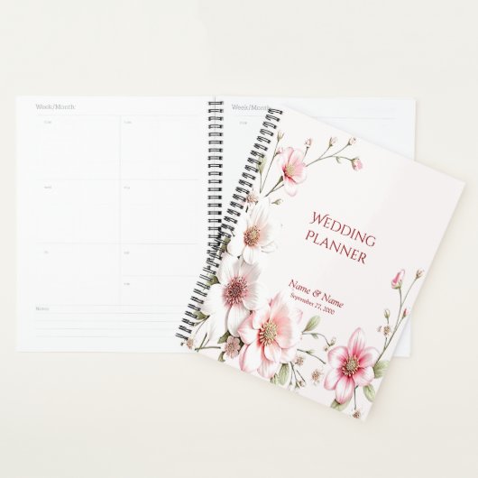 Elegant Pink White Floral Planner (Display)
