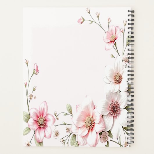 Elegant Pink White Floral Planner (Achterkant)