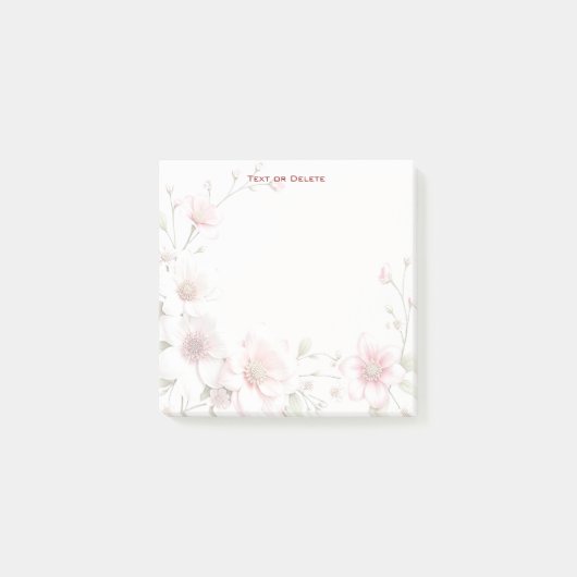 Elegant Pink White Floral Post it Notes (Voorkant)