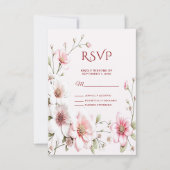 Elegant Pink White Floral RSVP Card (Voorkant)