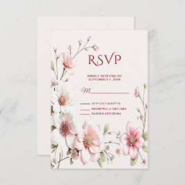 Elegant Pink White Floral RSVP Card