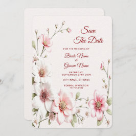 Elegant Pink White Floral Save The Date